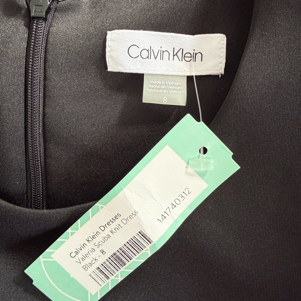 NWT Calvin Klein Valeria Scuba Colorblock Sheath Dress Black White Size 8 - Picture 4 of 9